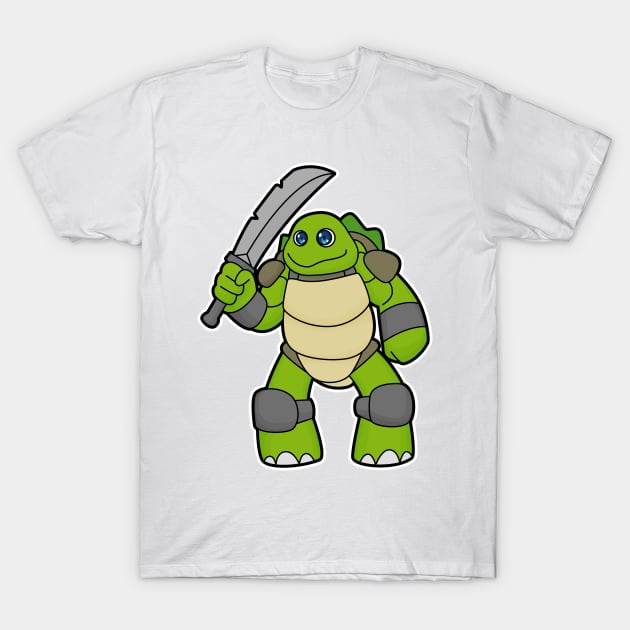 Turtle as Warrior with Sword T-Shirt by Markus Schnabel